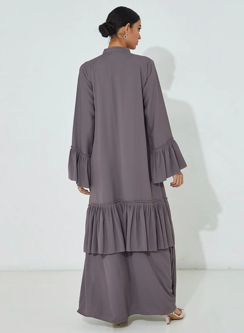 Rosette Abaya Pleated Abaya