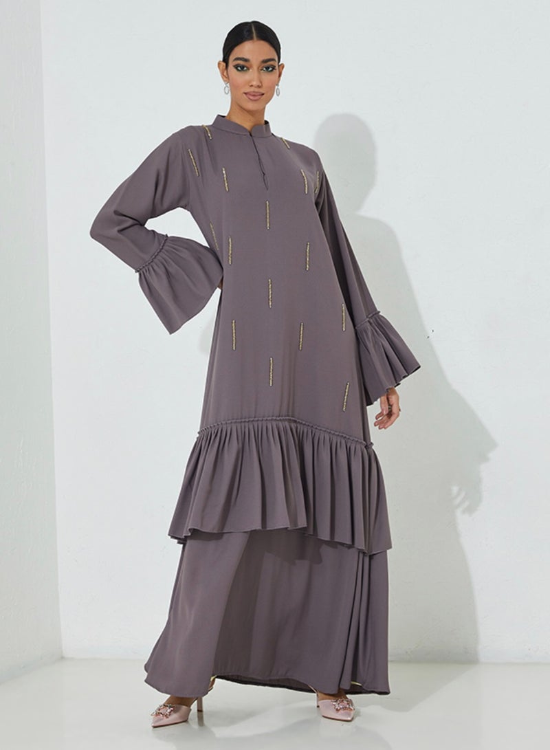 Rosette Abaya Pleated Abaya  - Image 4