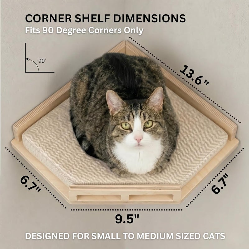 INICIO Cat Wall Shelves w/Corner Cat Shelf and 3 Steps, Easy Install Wall Climbing for Cats, Modern and Durable Shelves for Cats, Suitable for Small and Medium Size up to 22lbs - Image 3