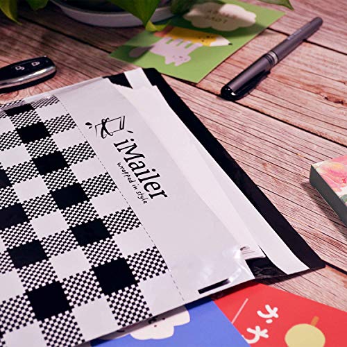 iMailer 100 Count - 12 x 15.5 inch, Poly Mailer Black Gingham Plaid Package Envelope, Mailing Shipping Bags with Self Seal Strip - Image 5
