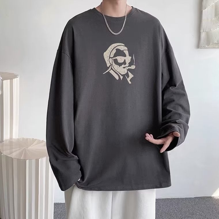 2022 New Long-Sleeved T-Shirt Men'S Korean Style Trendy All-Match Bottoming Shirt Ins Trendy Brand Round Top Youth - Image 1