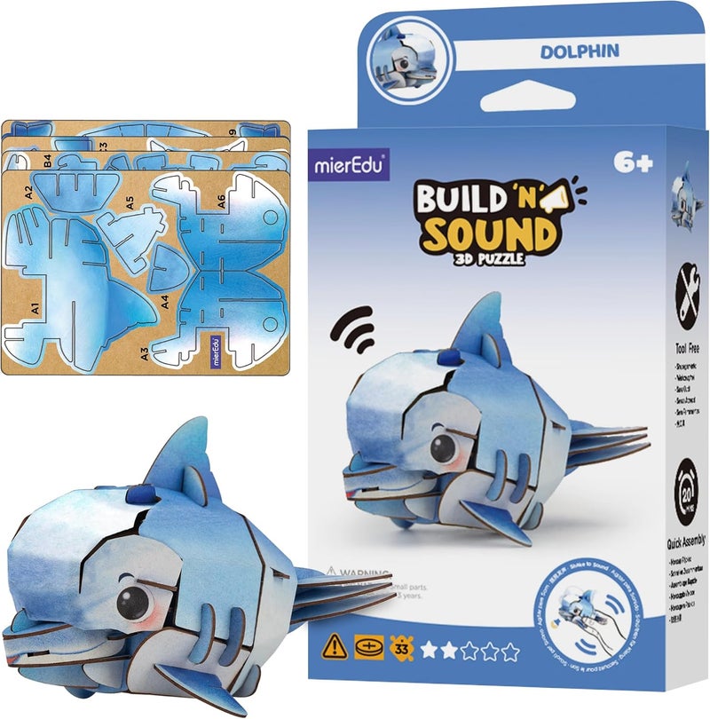 MierEdu All user affordable trusted quality mierEdu - Soundwunder 3D Puzzle Dolphin - 3D Puzzle for Children from 6 with Sound Effect - Playful Learning Toy Moisture proof - Image 1