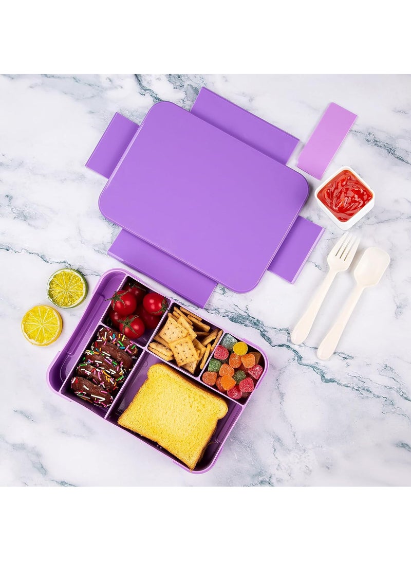 Gonice Bento Lunch Box for Kids, 1330ML Bento Box Adult Lunch Box with 6 Compartment, Leakproof Snack Boxes with Utensil Sauce Dressing Containers, Reusable On-the-Go Meal and Snack Packing(Purple)  - Image 5