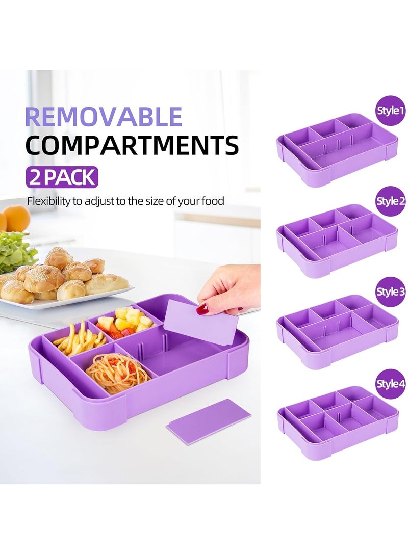 Gonice Bento Lunch Box for Kids, 1330ML Bento Box Adult Lunch Box with 6 Compartment, Leakproof Snack Boxes with Utensil Sauce Dressing Containers, Reusable On-the-Go Meal and Snack Packing(Purple)  - Image 3