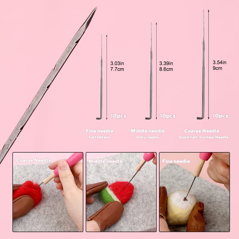 Mayboos Needle Felting Kit,Needle Felting Pad,Needle Felting Tool with 6"x6"Needle Felting Mat,Felting Needles for Wool,Leather Finger Guards,Good for Any Felting - Image 4