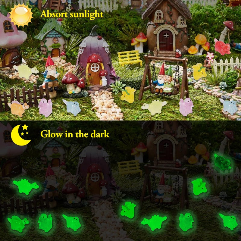 Lugailly Mini Resin Dinosaur Figures to Hide, 36 PCS Tiny Plastic Dinosaurs Small Little Resin Animal Figurines Miniature Festival Rave Trinkets Bulk Glow in the Dark for Micro Fairy Garden Aquarium Decor - Image 5