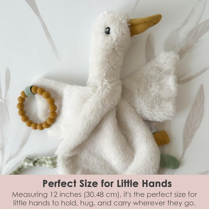 Mon Ami PRU Goose Teether Lovie  12  Baby Security Blanket with Silicone Teether  Soft Plush Lovey for Teething Relief  Comfort - Image 3