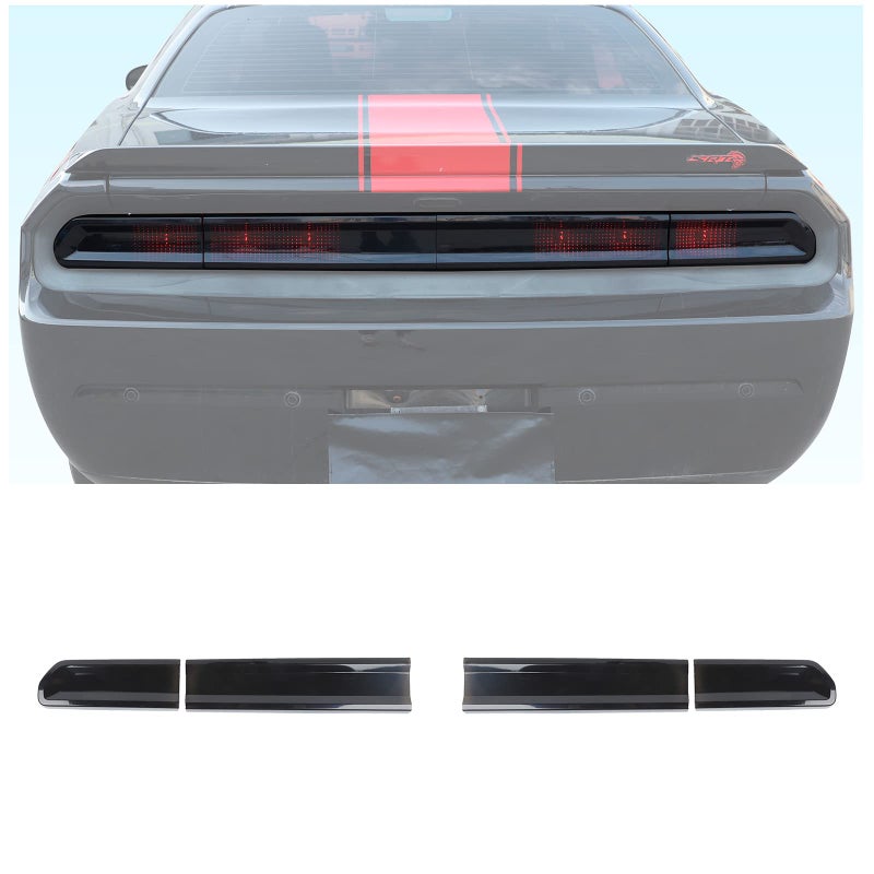 Hoolcar Tail Light Lamp Cover Guard Trim Bezel Frame Decor Exterior Accessories for 20092014 Dodge Challenger Smoked Black