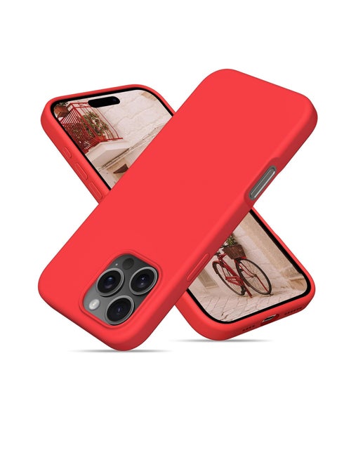 Silicone Case for iPhone 16 Pro Case,Full Body Protective Cover with 4 Layer Shockproof Structure, Soft Ultra Slim Phone Case with Anti-Scratch Microfiber Lining, 6.9", Red