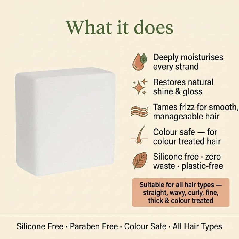 NYRVANA Rosemary Argan & Kokum Butter Nourishing Conditioner Bar 65g Solid Conditioner for All Hair Types Men & Women Colour Safe PlasticFree No Artificial Colour or Fragrance - Image 3