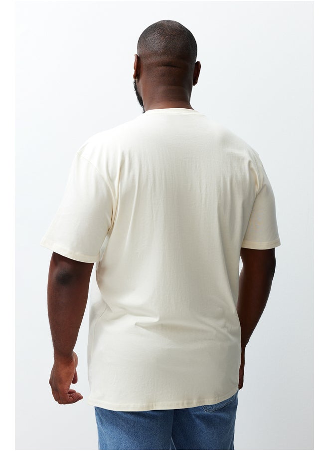 trendyol - Plus Size Stone Relaxed/Casual Cut City Printed 100% Cotton T-Shirt TMNSS23TS00135 - Image 1