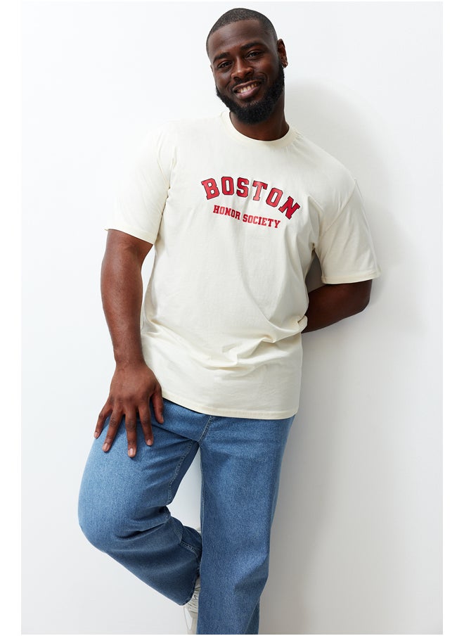 trendyol - Plus Size Stone Relaxed/Casual Cut City Printed 100% Cotton T-Shirt TMNSS23TS00135 - Image 1