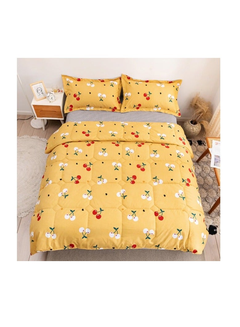 PROMASS 4 Piece King Size Comforter Set Microfibre 220x240 cm Fuel Yellow - Image 1