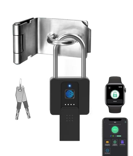 eLinkSmart Long Fingerprint Padlock - Remote Authorization via Phone, Heavy Duty, Waterproof, Anti-Theft, USB Type-C, Supports iOS & Watch - Image 1