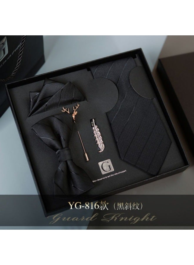 High-end Tie Set Gift Box For Wedding Groom's Formal Wear, European And American Casual Bow Tie Valentine's Day Gift For Boys