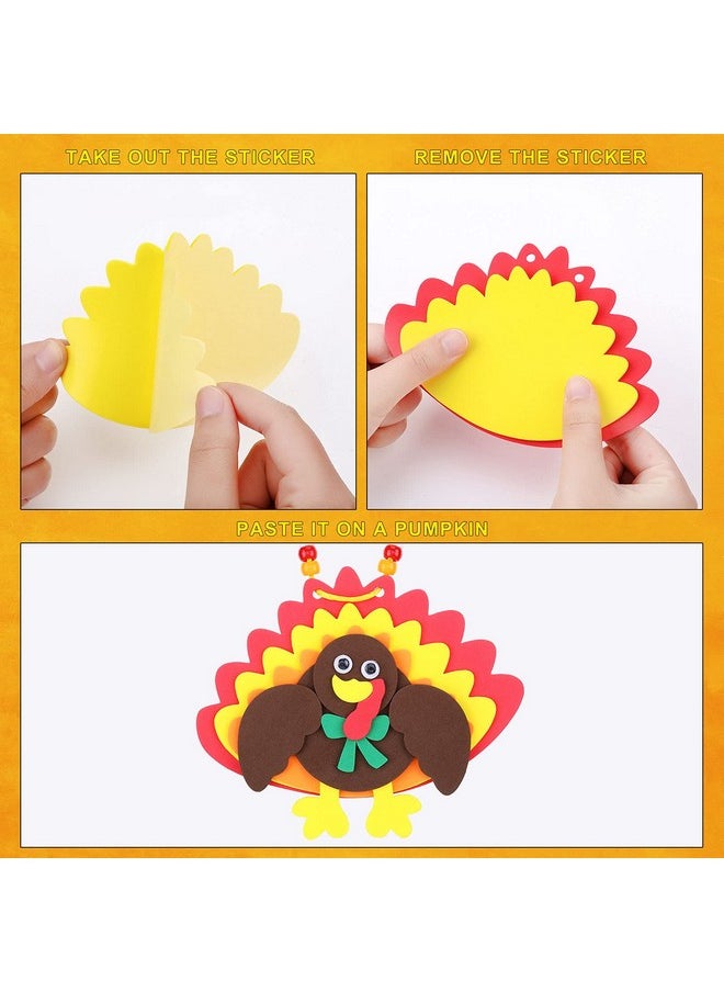 Mtlee - 12 Sets Thanksgiving Turkey Craft Kits Foam Turkey Necklace Craft Kit Diy Turkey Necklace Fall Craft Kit Thanksgiving Crafts For Kids Halloween Thanksgiving Holiday Classroom Activities 4 Styles - Image 1