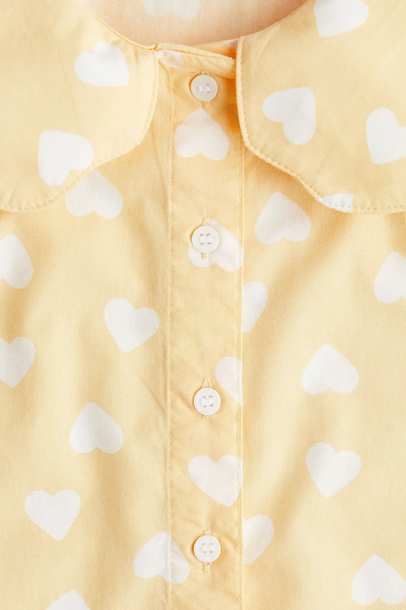 اتش اند ام بلوزة قطنية بقبة عالية