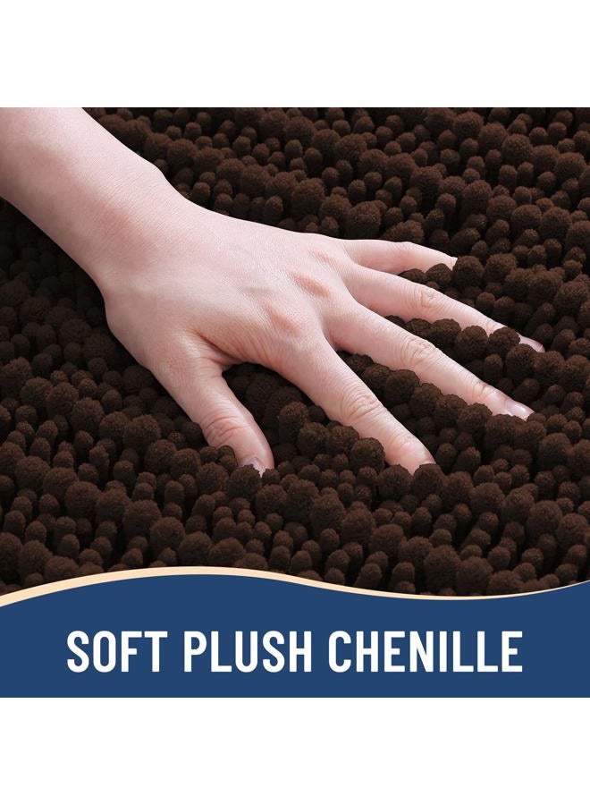 Arotive Luxury Chenille Bathroom Rug Mat, Extra Soft Thick Absorbent Shaggy Bath Rugs, Non-Slip Machine Wash Dry, Plush Bath Mats for Bathroom, Shower and Tub, 24x16, Brown - Image 3