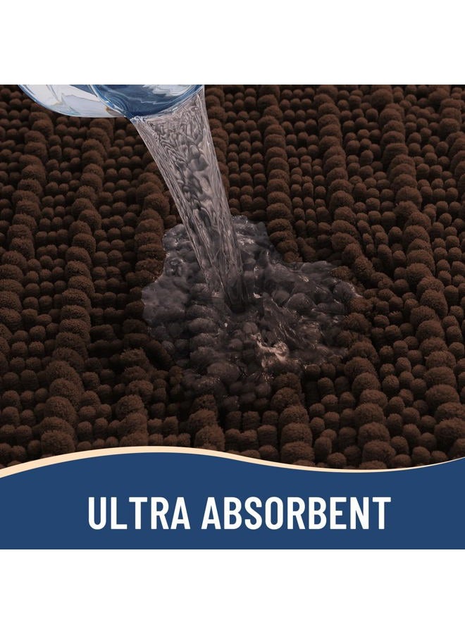 Arotive Luxury Chenille Bathroom Rug Mat, Extra Soft Thick Absorbent Shaggy Bath Rugs, Non-Slip Machine Wash Dry, Plush Bath Mats for Bathroom, Shower and Tub, 24x16, Brown - Image 4