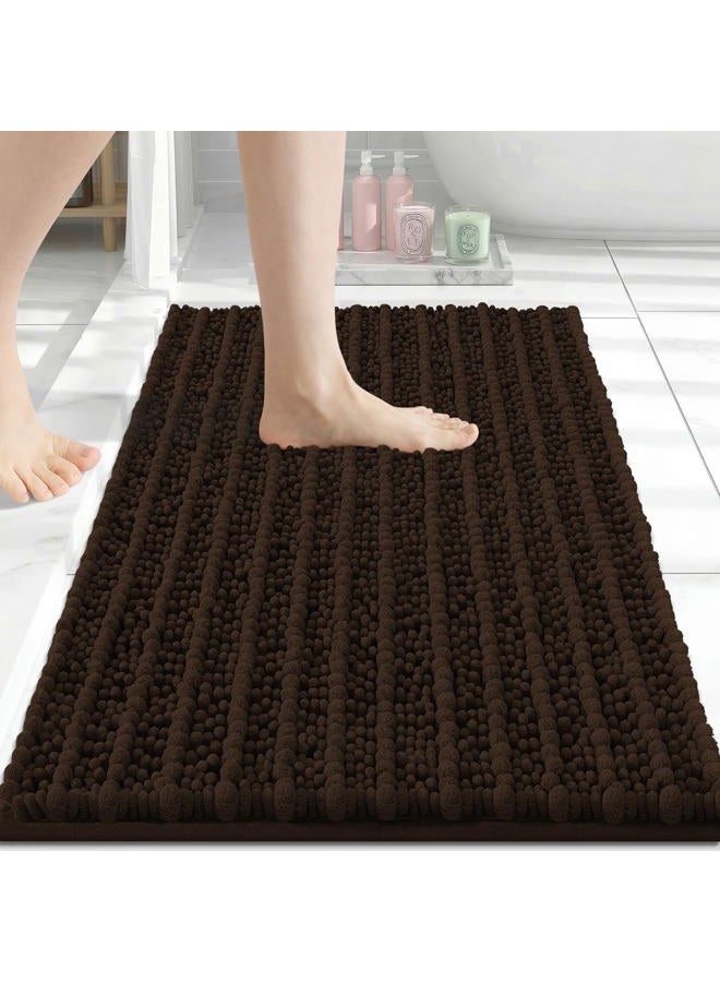 Arotive Luxury Chenille Bathroom Rug Mat, Extra Soft Thick Absorbent Shaggy Bath Rugs, Non-Slip Machine Wash Dry, Plush Bath Mats for Bathroom, Shower and Tub, 24x16, Brown - Image 1