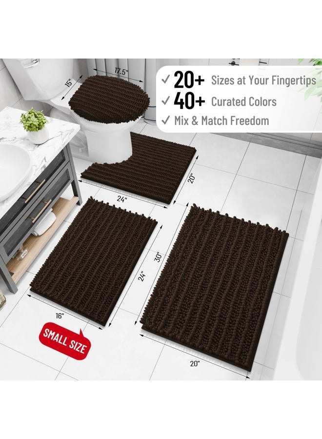 Arotive Luxury Chenille Bathroom Rug Mat, Extra Soft Thick Absorbent Shaggy Bath Rugs, Non-Slip Machine Wash Dry, Plush Bath Mats for Bathroom, Shower and Tub, 24x16, Brown - Image 2