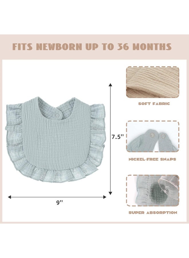 duludulu Muslin Baby Bibs - Soft 100% Cotton Drool Bandana Bibs for Baby Girls, 8 Solid Colors Set - Image 3