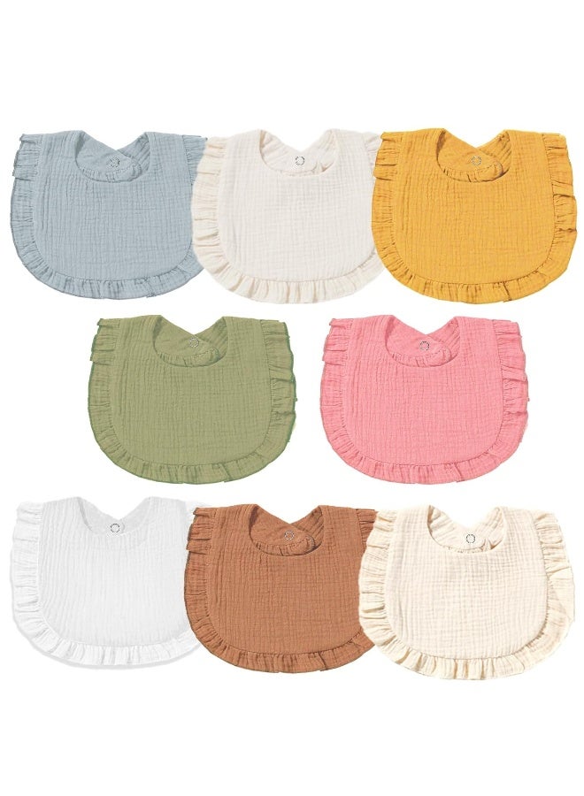 duludulu Muslin Baby Bibs - Soft 100% Cotton Drool Bandana Bibs for Baby Girls, 8 Solid Colors Set - Image 1