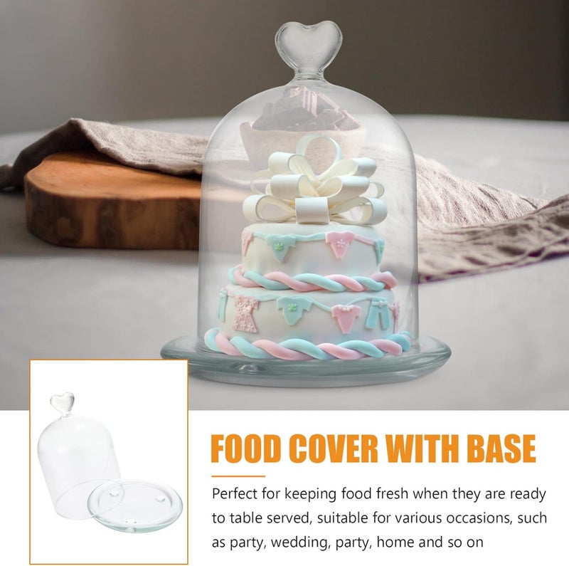 cheekyglo Dessert Tray Cake Stand with Glass Dome Lid Cover Glass Serving Tray Wedding Cake Cake Cheese Platter Cupcake Server Dessert Plate for Birthday Baby Bridal Shower Cupcakes - Image 3