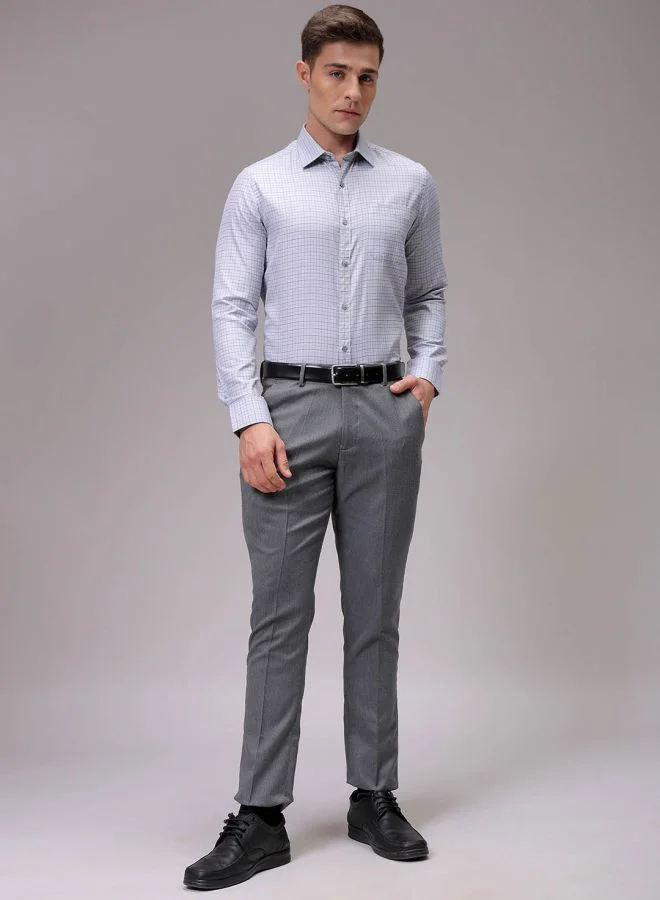 The Indian Garage Co Men Slim Fit Checkered Full Sleeves Cutaway Collar Formal Shirt