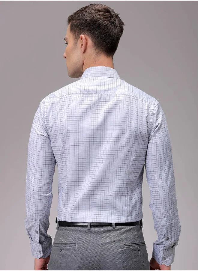 شركة المرآب الهندية Men Slim Fit Checkered Full Sleeves Cutaway Collar Formal Shirt