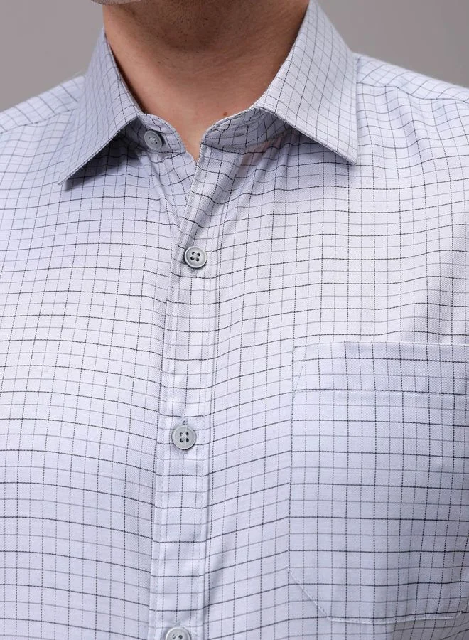 The Indian Garage Co Men Slim Fit Checkered Full Sleeves Cutaway Collar Formal Shirt