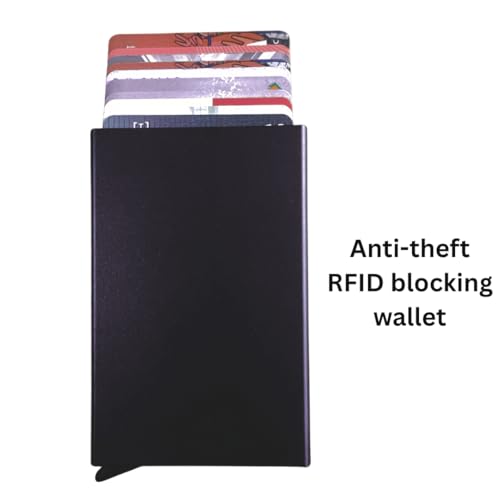 Bracevor 10 Slot popup Aluminium Metal Card Holder Wallet | RFID Blocking | for Men & Women | Credit & Debit Cards - Black - Image 3