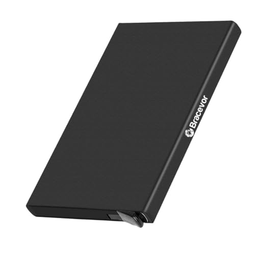 Bracevor 10 Slot popup Aluminium Metal Card Holder Wallet | RFID Blocking | for Men & Women | Credit & Debit Cards - Black - Image 1