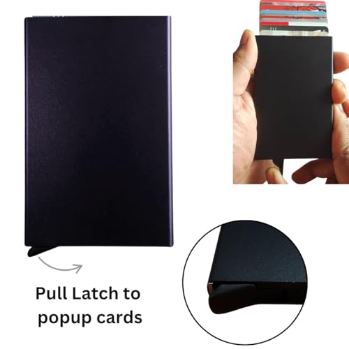 Bracevor 10 Slot popup Aluminium Metal Card Holder Wallet | RFID Blocking | for Men & Women | Credit & Debit Cards - Black - Image 4