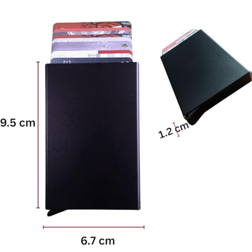 Bracevor 10 Slot popup Aluminium Metal Card Holder Wallet | RFID Blocking | for Men & Women | Credit & Debit Cards - Black - Image 5