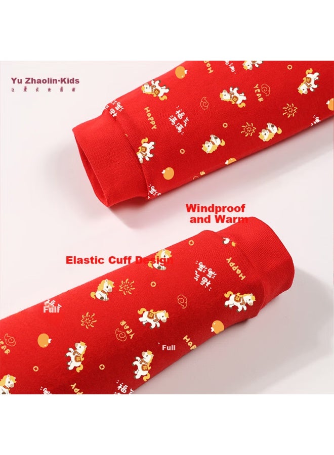 Yuzhaolin Children's New Year Year Of The Horse Red Pure Cotton Warm Set Underwear Socks Chinese Style Gift Box - Image 2
