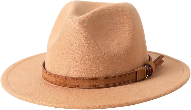 Lanzom Kids Girls Vintage Wide Brim Wool Felt Bowler Cap Bowknot Floppy Fedora Hat - Image 1