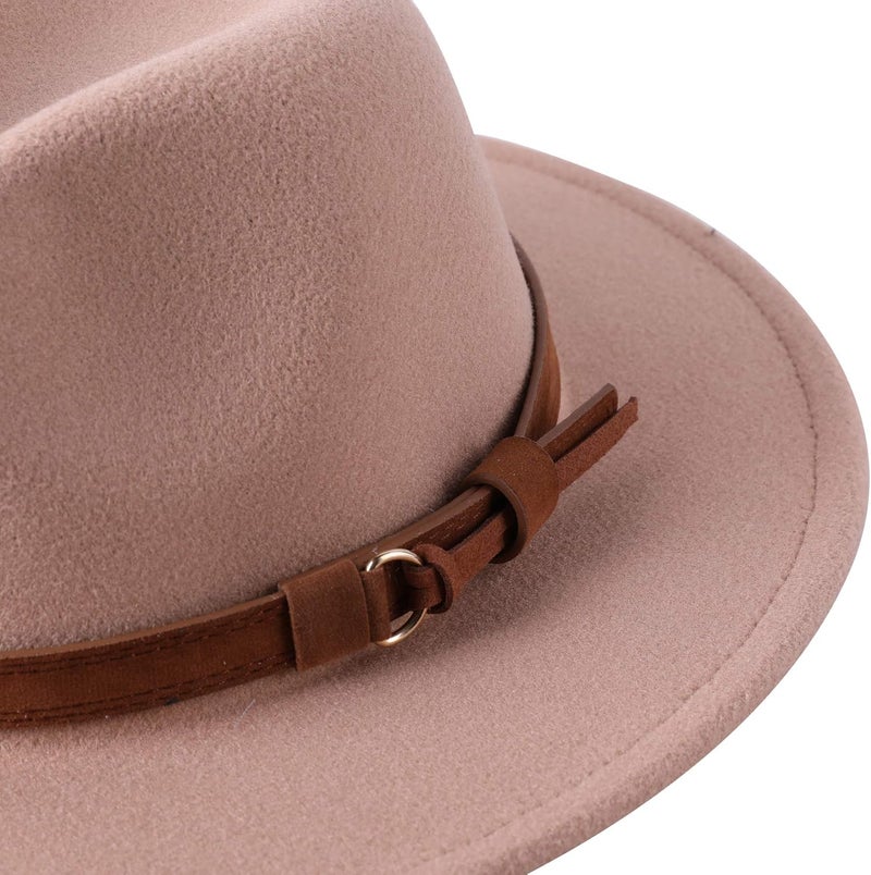 Lanzom Kids Girls Vintage Wide Brim Wool Felt Bowler Cap Bowknot Floppy Fedora Hat - Image 4