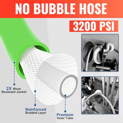 YAMATIC Flexible Pressure Washer Hose 25FT, 3200 PSI 1/4'' Power Washer Hose Replacement for Gas&Electric Washer, Kink Resistant Extension Leak-Free M22 Fittings, Green - Image 4