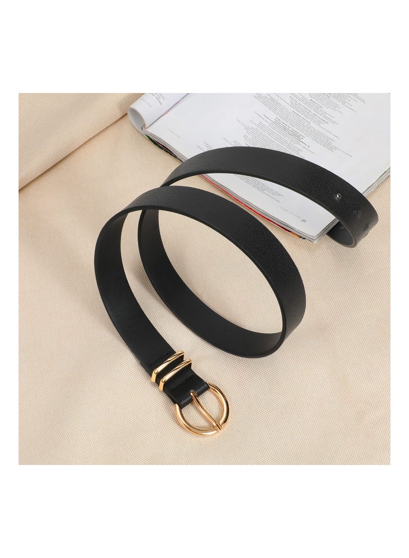 KASTWAVE 2 Pack Leather Waist Belt Women's Chic Faux Leather Waist Belt - Image 4