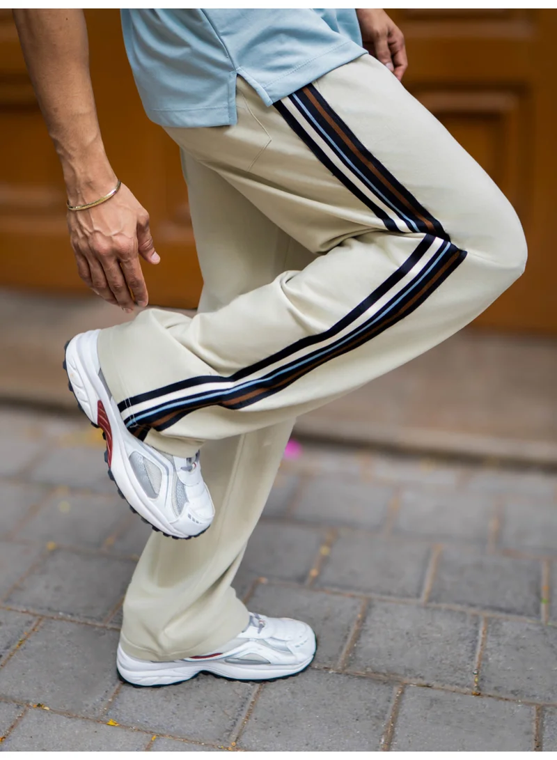 Maniac  Maniac Mens Tri-Color Tape Biscuit Cotton Baggy pant for Men | Best Price UAE