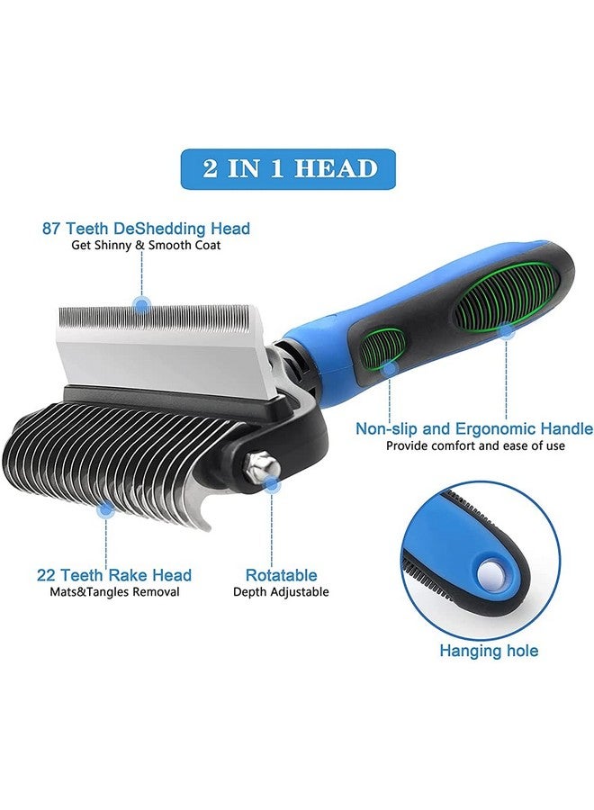 Qpets® Dog Brush Dogs Comb, 2 in 1 Deshedding Tool & Dematting Undercoat Rake for Mats & Tangles Removing, Dog Grooming Kit Deshedding Comb for Dogs, Great for Short to Long Hair Small Large Breed - Image 3