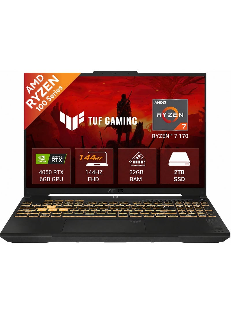 ASUS TUF Gaming A16 (2026) FA607NU Gaming Laptop AMD Ryzen 7 170 Processor 32GB DDR5 RAM 2TB SSD 16" WUXGA 144Hz Display NVIDIA GeForce RTX 4050 6GB GDDR6 RGB Backlit Keyboard English Jasper Grey - Image 1