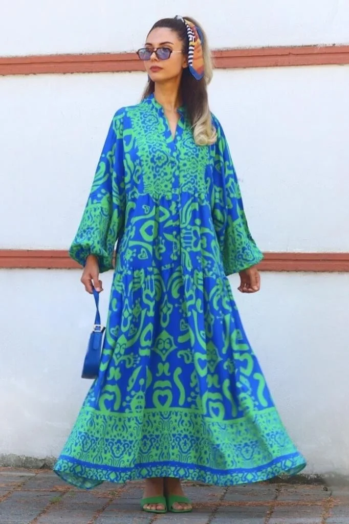 ريتنيس Prive Women's Pera Green Blue Katleya Dress