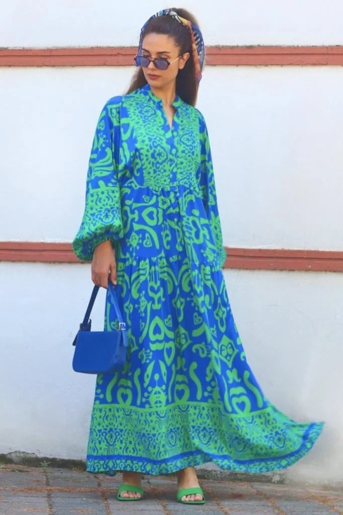 ريتنيس Prive Women's Pera Green Blue Katleya Dress