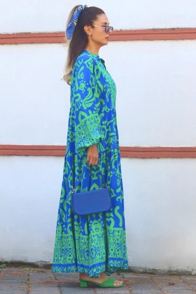 ريتنيس Prive Women's Pera Green Blue Katleya Dress