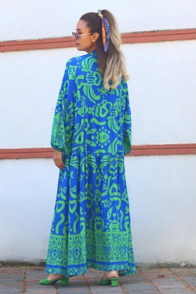 ريتنيس Prive Women's Pera Green Blue Katleya Dress