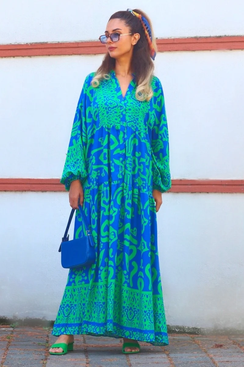 ريتنيس Prive Women's Pera Green Blue Katleya Dress