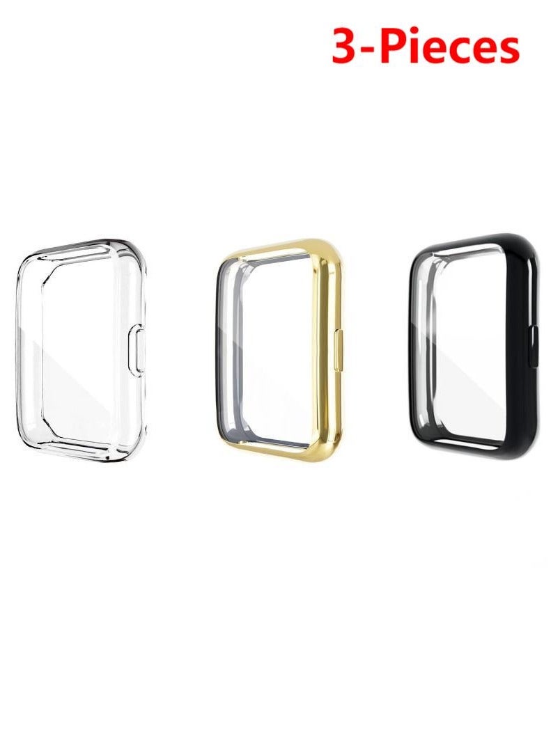 3-Pieces -TPU full cover case Huawei Watch Fit 2 Clear/Gold/Black - Image 1