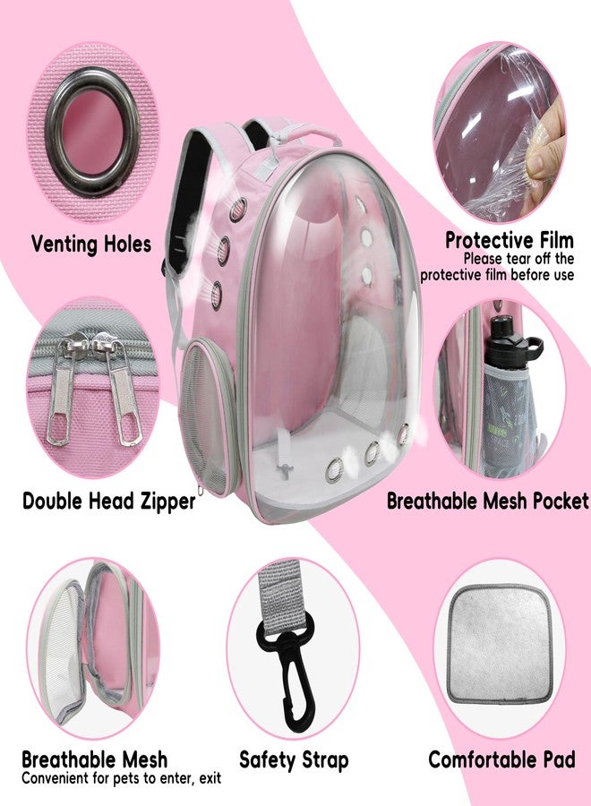 GeerDuo Cat Backpack, Airline Approved Bubble Carrying Bag for Small Medium Dogs Cats, Space Capsule Pet Carrier Dog Hiking Backpack Travel Carrier (Pink) - Image 3